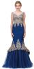 Lace Embellished Bodice Tulle Skirt Long Prom Dress in Royal Blue